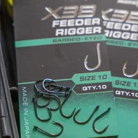 Matrix X3B Feeder Rigger Barbed Eyed Hooks